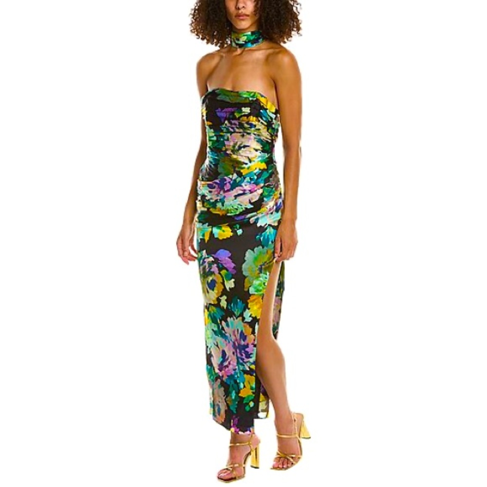 Nicholas Blane Reverse Halter Silk Midi Dress